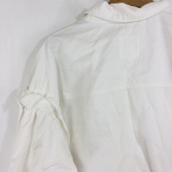 Avec Les Filles Ruffled Puff Sleeve Denim Jean Jacket White 2X NWT - Picture 10 of 13